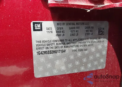 2017 Buick Lacrosse Premium z USA, uszkodzony, nr VIN 1G4ZR5SS2HU171941